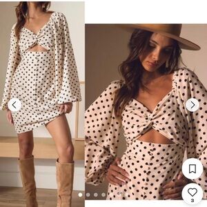 Line and Dot Cream and Black Polka Dot dress
